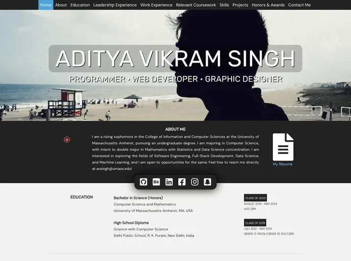 Old Personal Website screenshot