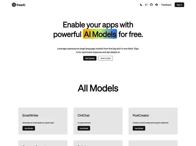 screenshot of FreeAI