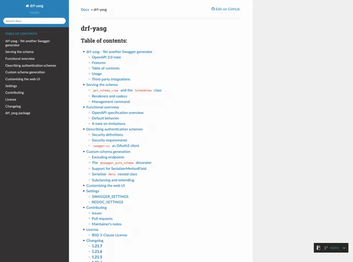 screenshot of Drf Yasg