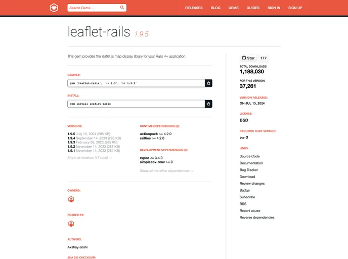 screenshot of Leaflet Rails