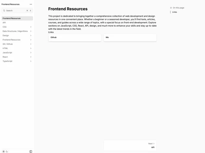 Front End Resources screenshot