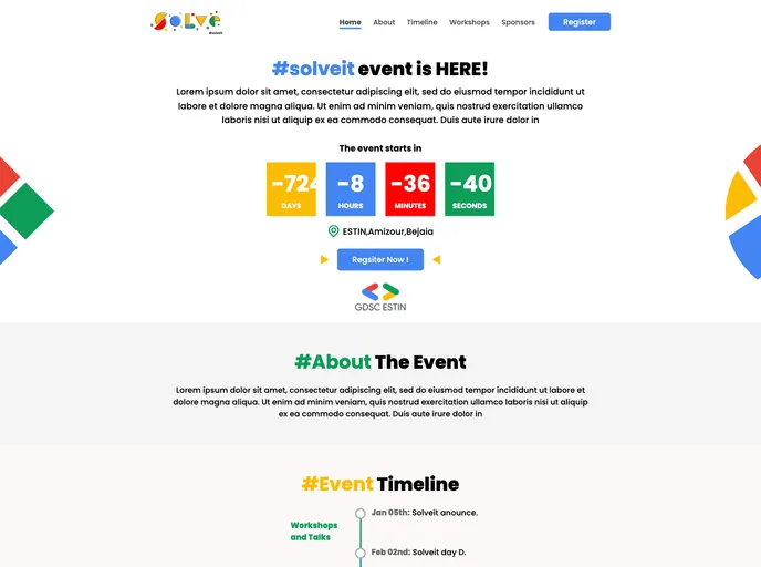 screenshot of Solve It Event Website
