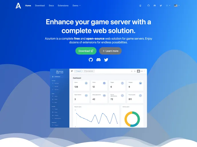 screenshot of Azuriom.com