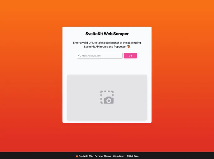 screenshot of Sveltekit Web Scraper