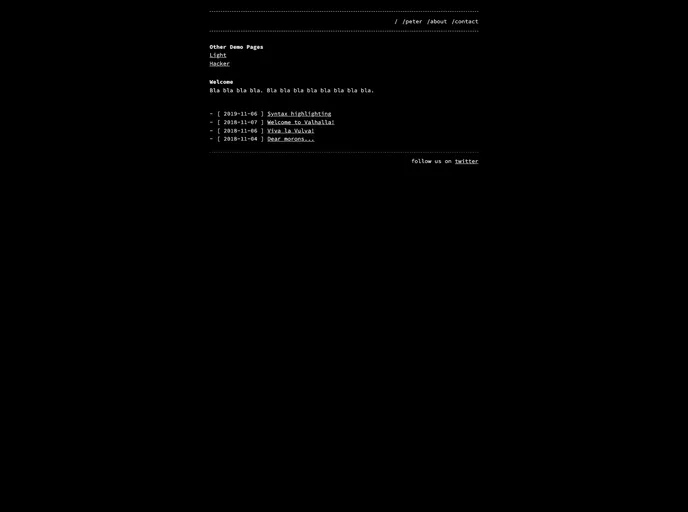 screenshot of Jekyll Theme Console Demo Dark