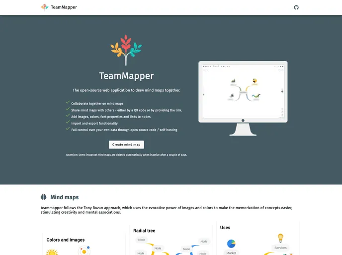 screenshot of Teammapper