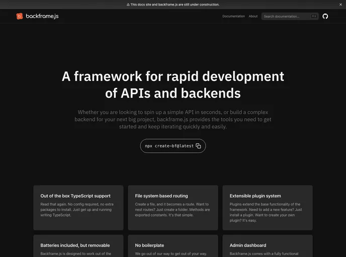 screenshot of Backframe.js
