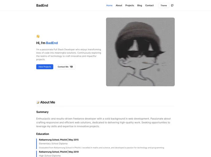 screenshot of Personal Website