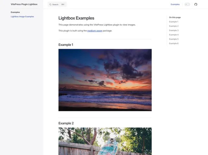 screenshot of Vitepress Plugin Lightbox