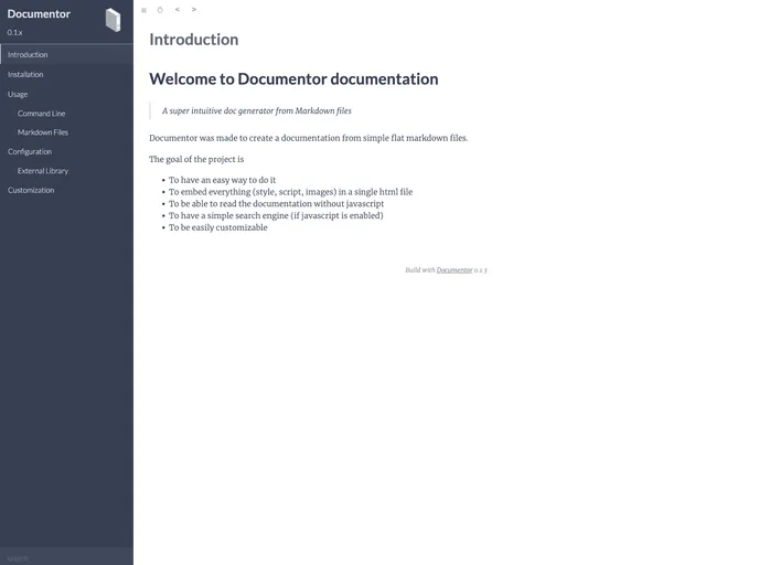 screenshot of Documentor