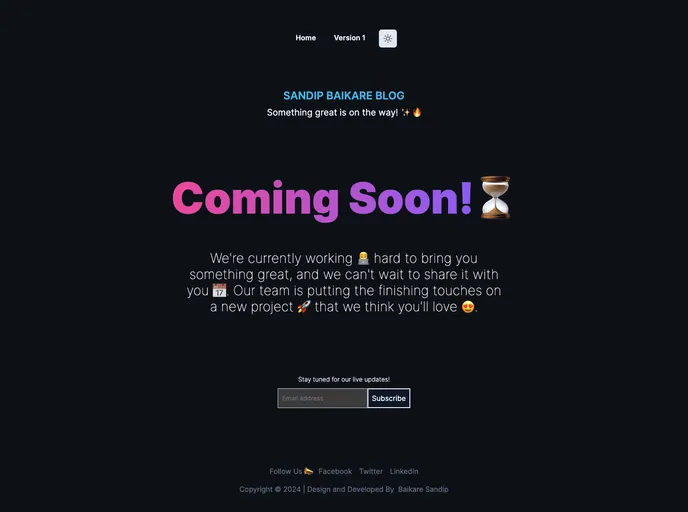 screenshot of Tailwind Nextjs Comming Soon