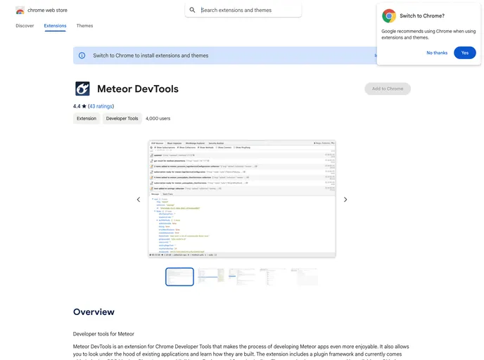screenshot of Meteor Devtools