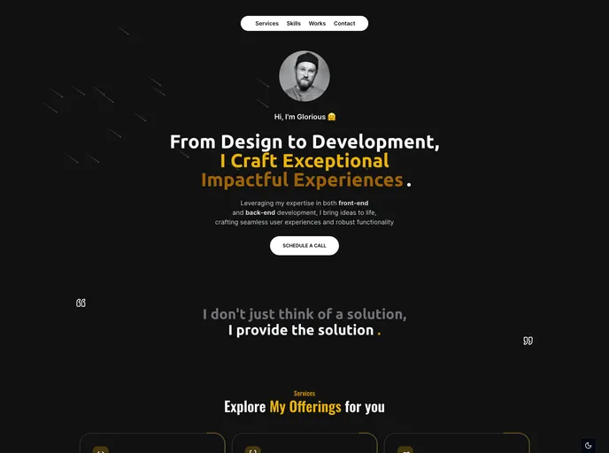 screenshot of Glorious Portfolio