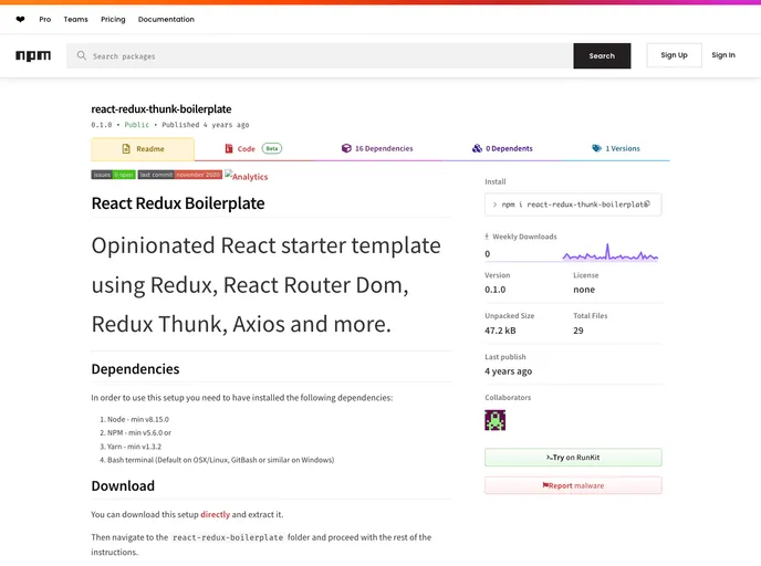 screenshot of React Redux Boilerplate