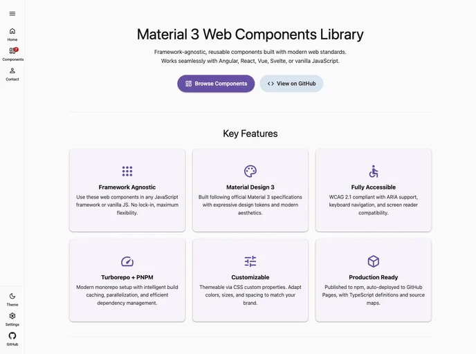 screenshot of Components