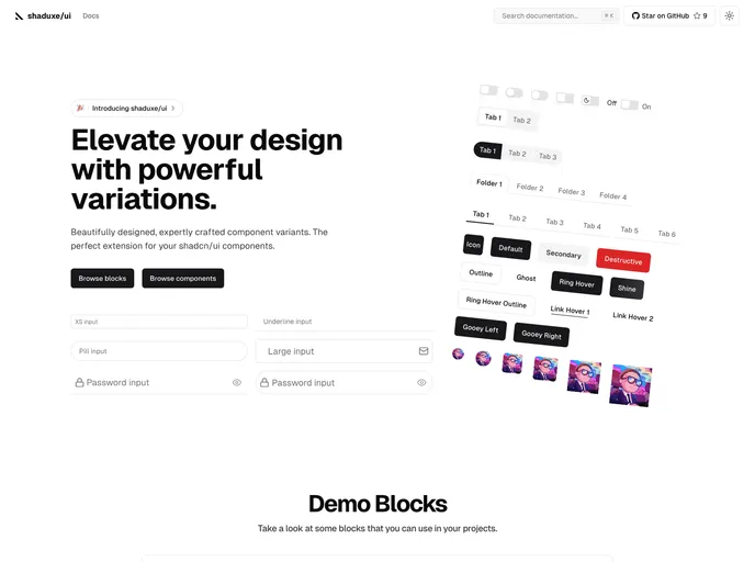 screenshot of Shaduxe UI