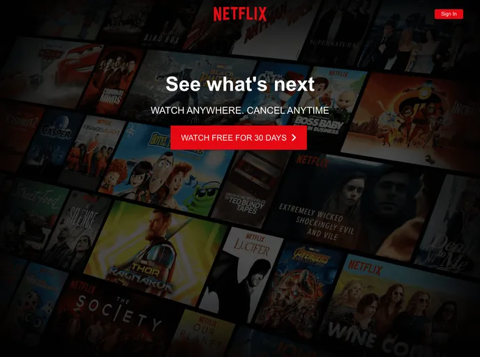 screenshot of Netflix
