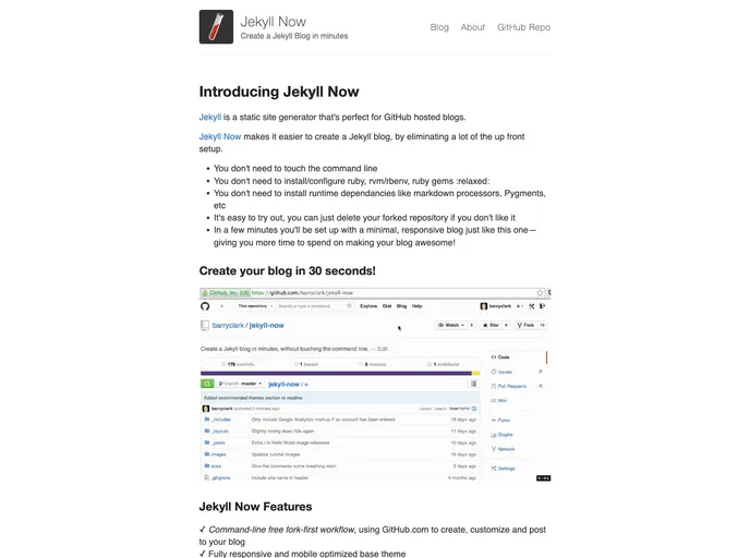 screenshot of Jekyll Now