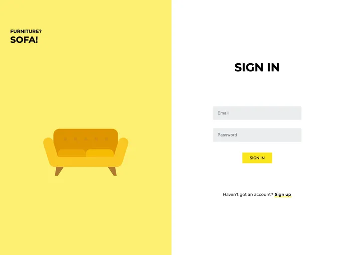 screenshot of Ecommerce Sofa