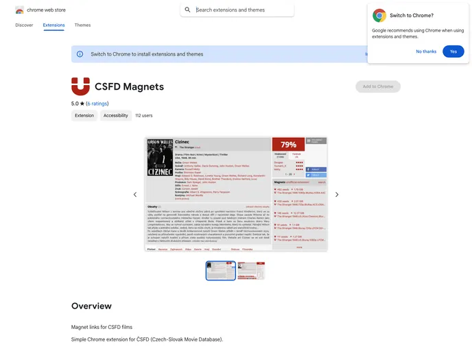 screenshot of Csfd Magnets