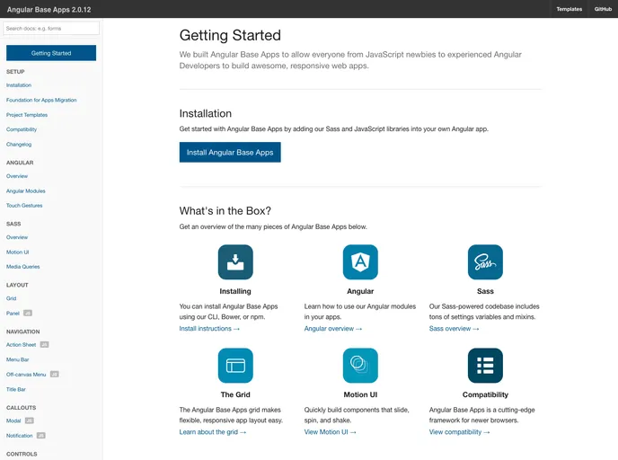 screenshot of Angular Base Apps