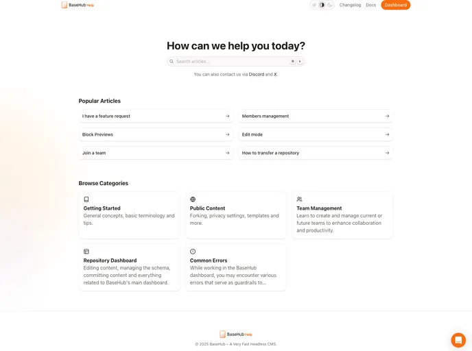 screenshot of Help Center Template