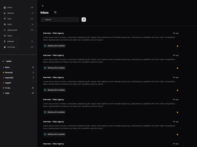 screenshot of Nuxt 3 Email Dashboard