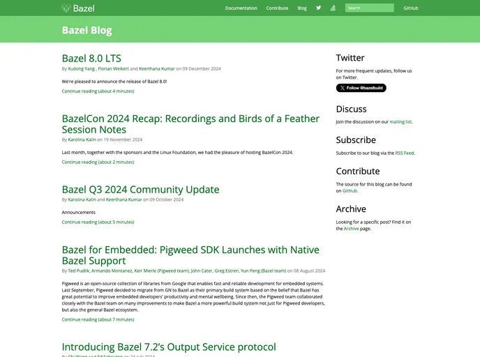 screenshot of Bazel Blog