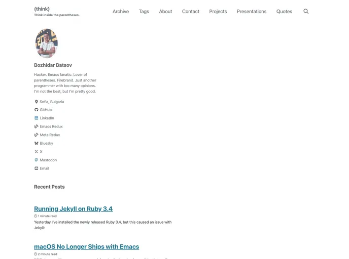 screenshot of Batsov.com