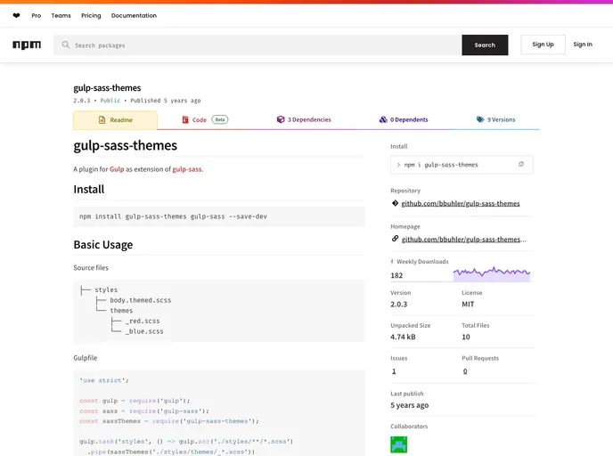 screenshot of Gulp Sass Themes