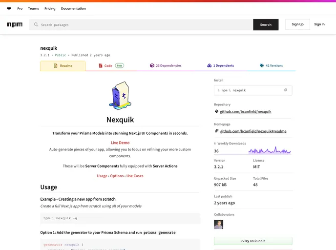 screenshot of Nexquik