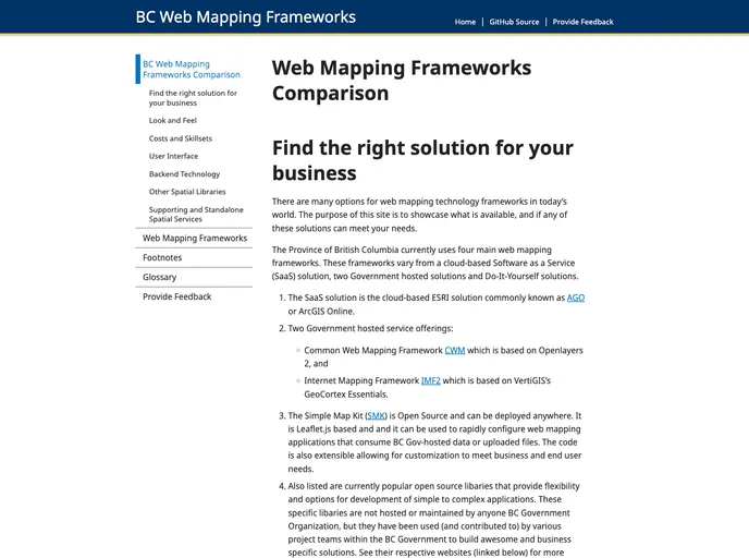 screenshot of Bcwebmaps Options