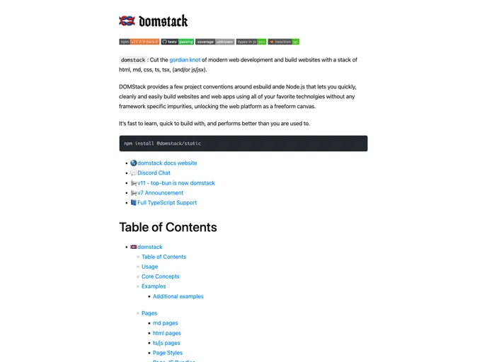 screenshot of Domstack