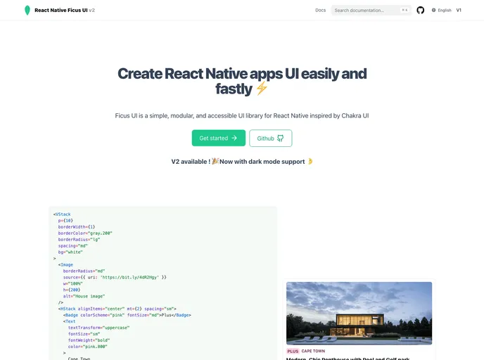 screenshot of React Native Ficus UI