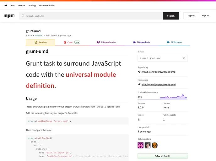 screenshot of Grunt Umd