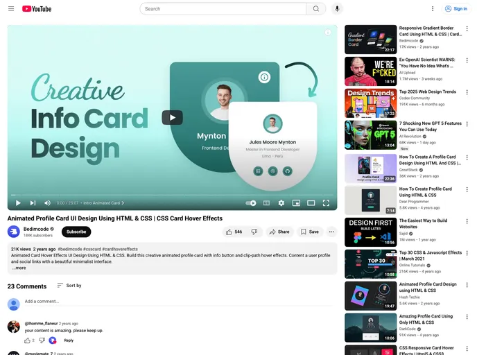 screenshot of Card Info Button