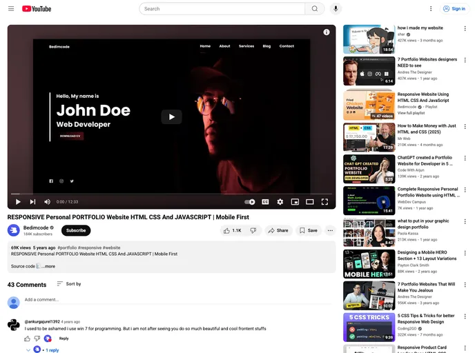 screenshot of Portfolio Personal