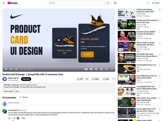screenshot of Product Card UI Design