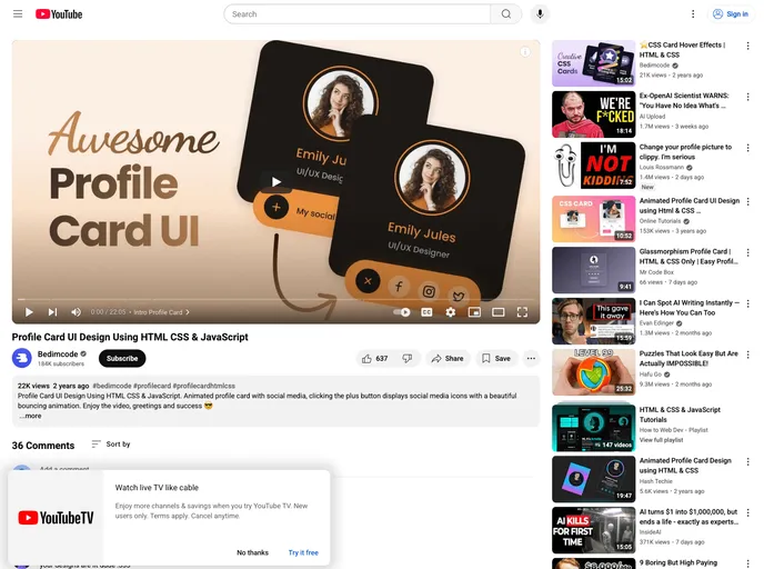 screenshot of Profile Card UI Design
