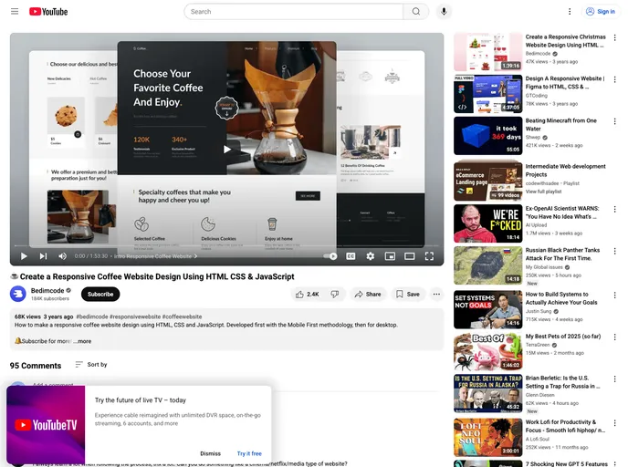 screenshot of Responsive Coffee Website
