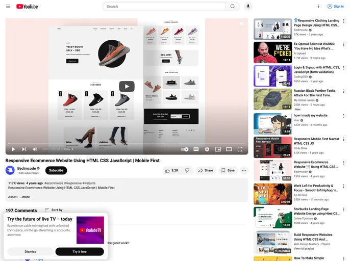 screenshot of Responsive Ecommerce Website Sneakers