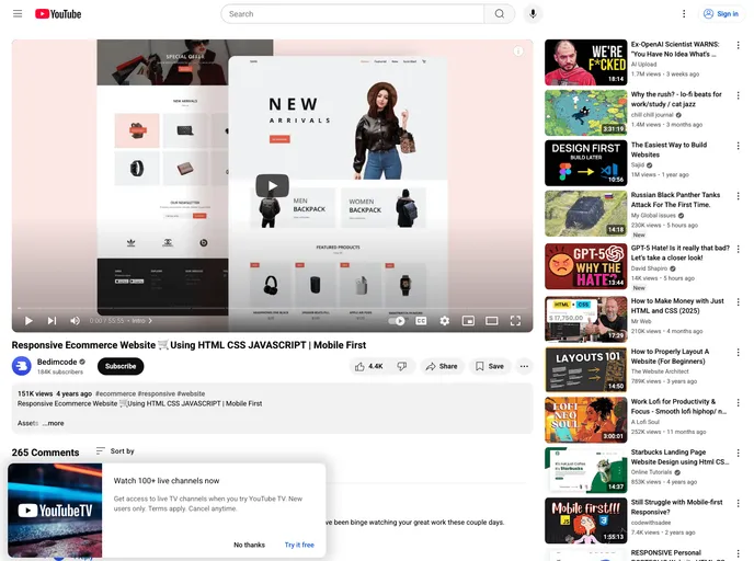 screenshot of Responsive Ecommerce Website