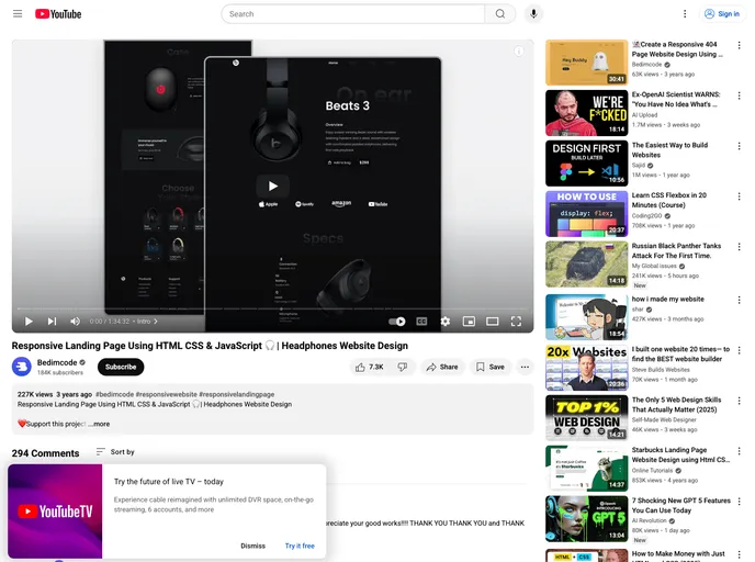 screenshot of Responsive Landing Page Headphones