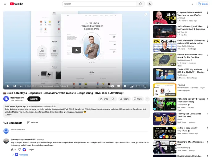screenshot of Responsive Portfolio Website Chris