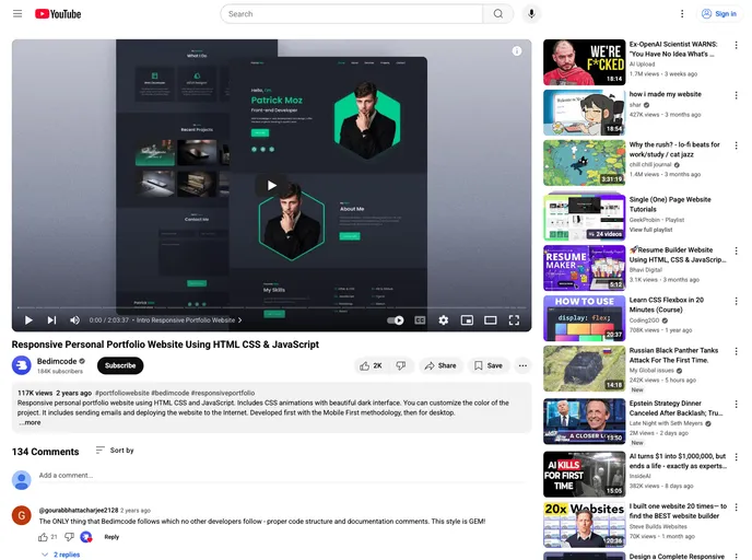 screenshot of Responsive Portfolio Website Patrick