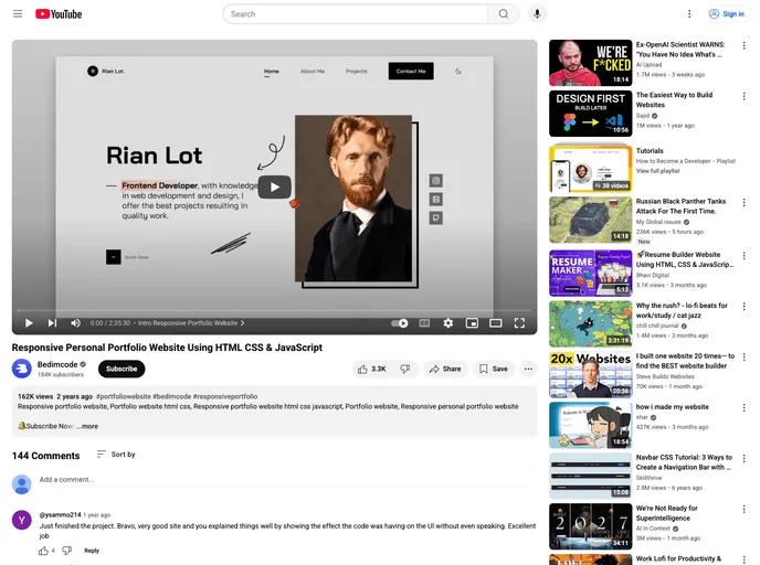 screenshot of Responsive Portfolio Website Rian