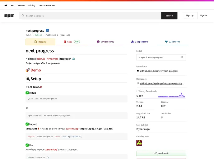 screenshot of Next Progress