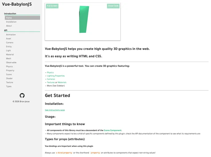 screenshot of Vue Babylonjs