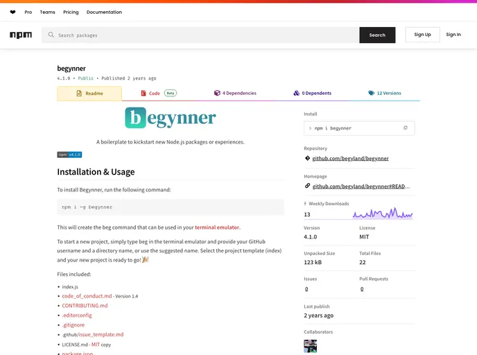 screenshot of Begynner