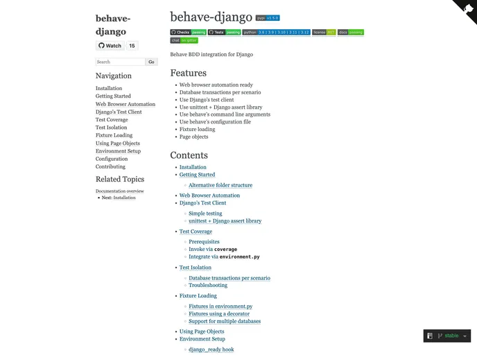 screenshot of Behave Django